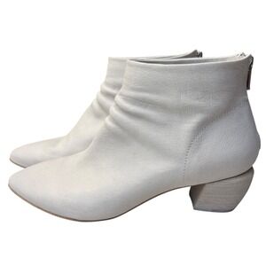 Officine Creative Womens Boots EU 37 US 6.5 Ivory Leather Block Heel Zip Ankle